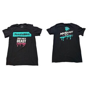 Mr. Beast Black Tee Feastables Crew Neck Size Small 100% Cotton Causal